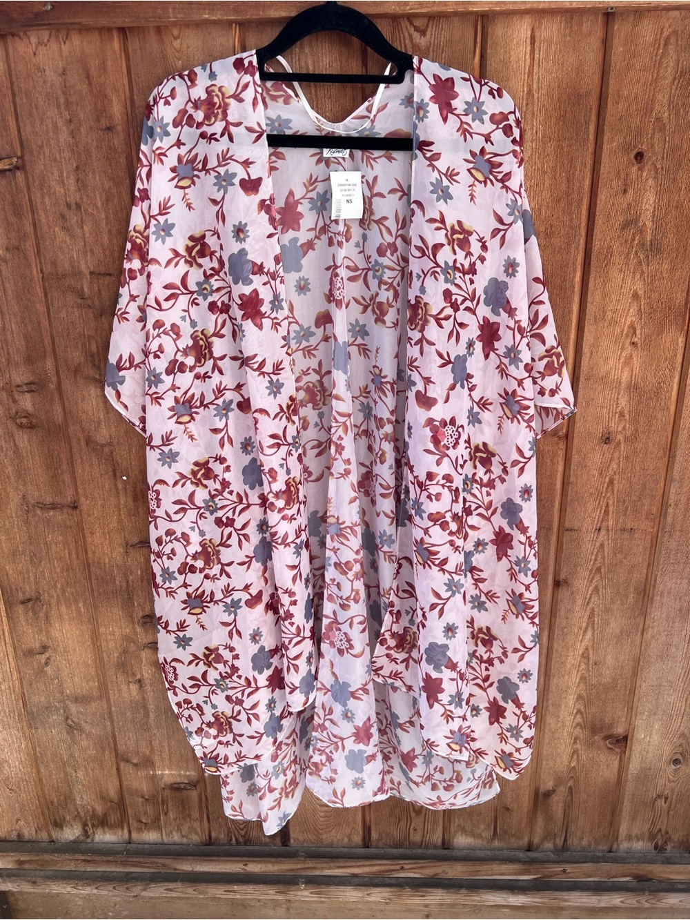 Kismet Floral Chiffon Kimono One Size NWT Boho Open Front Cover Up